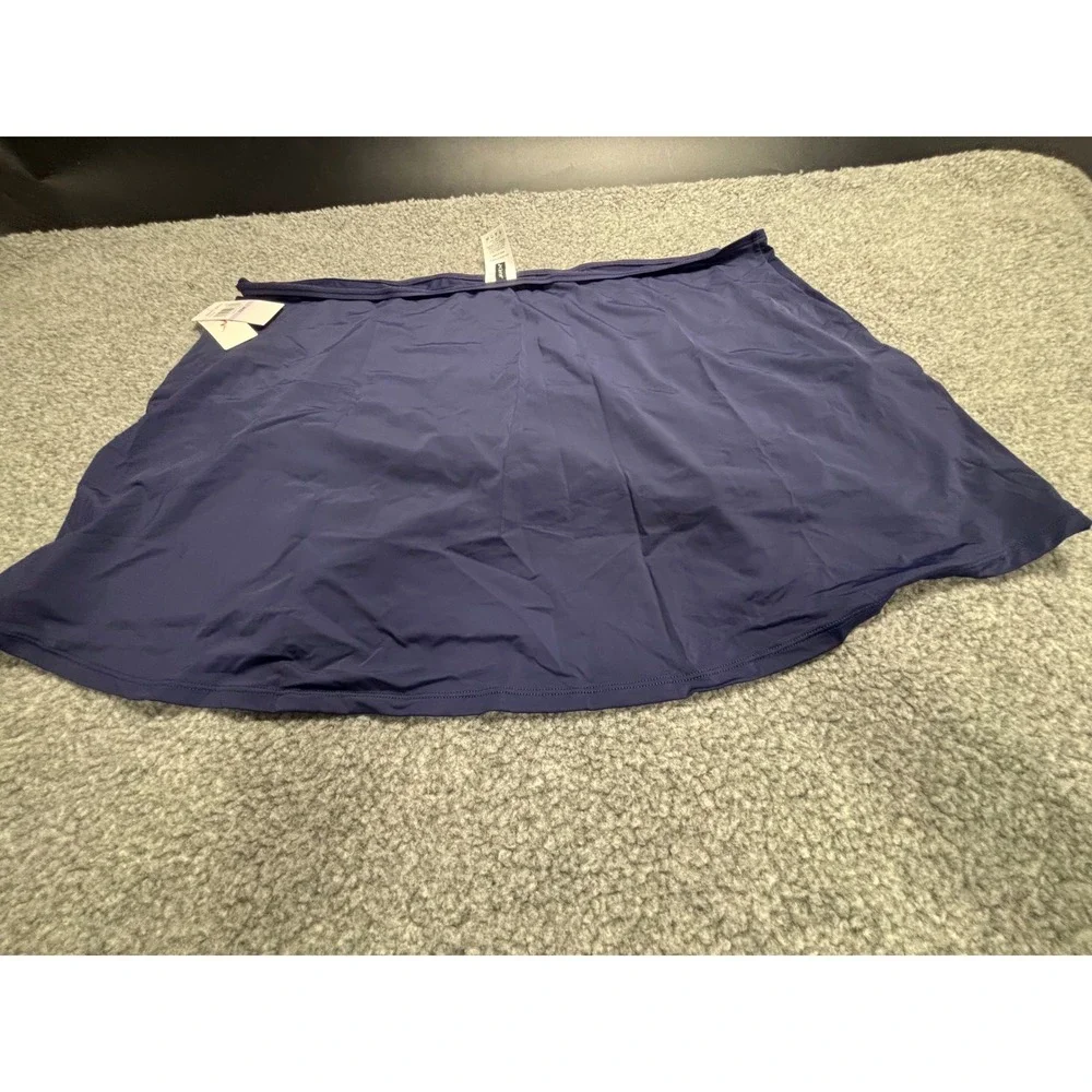 Jantzen Womens Plus Size 22W Swim Skirt Navy Blue Mare Wrap Ruched JZ22708C NEW